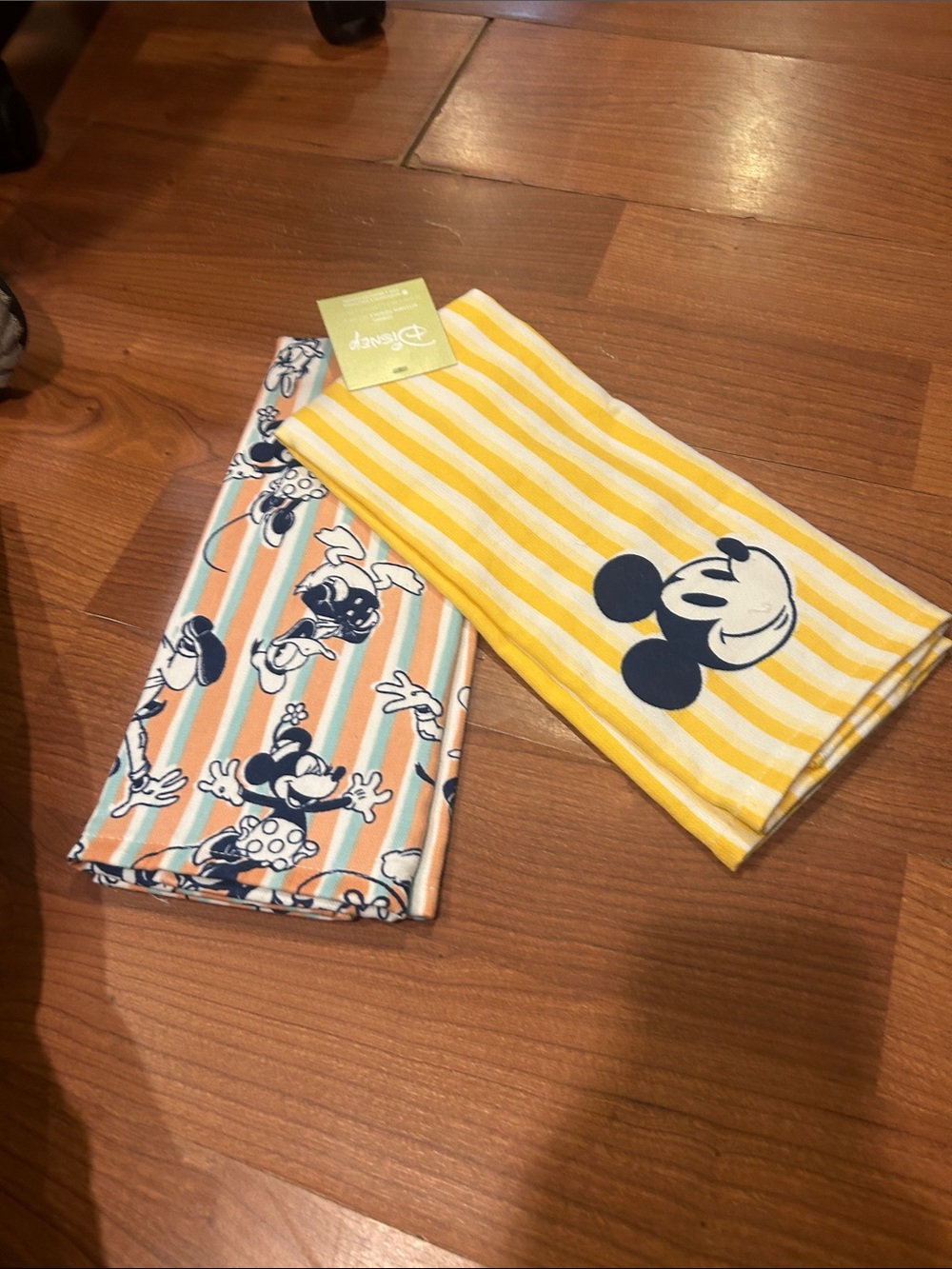 Disney Striped Mickey & Minnie Kitchen Towels - Yellow & Peach